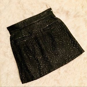 Black Embossed Faux Leather Skirt
